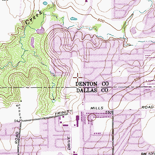 Topographic Map of Trinity Village Shopping Center, TX