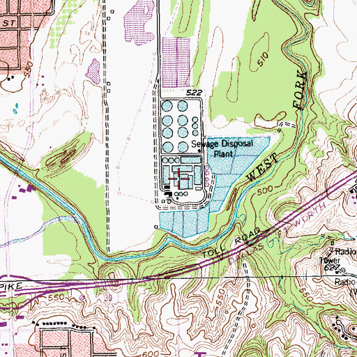 Topographic Map of Village Creek Wastewater Treatment Plant, TX