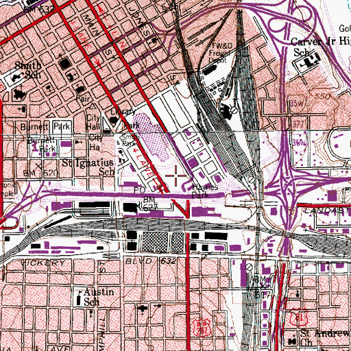 Topographic Map of Water Garden Plaza Shopping Center, TX