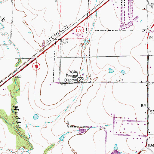 Topographic Map of Wylie Wastewater Treatment Plant, TX