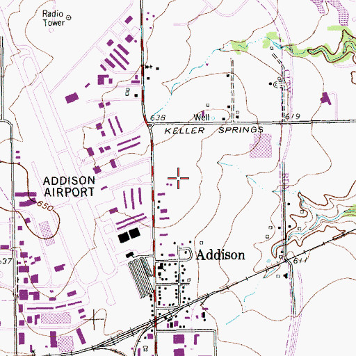 Topographic Map of Addison Post Office, TX