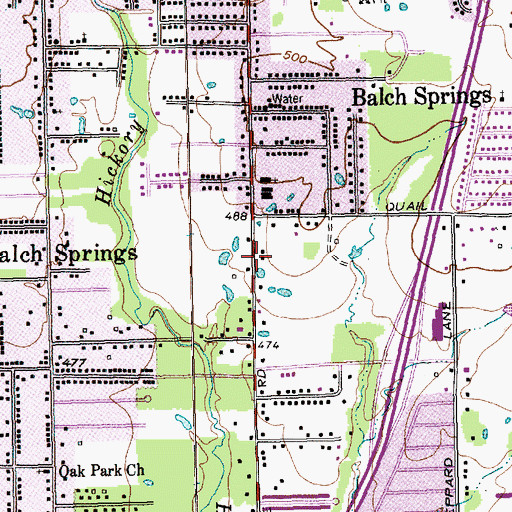 Topographic Map of Balch Springs Post Office, TX