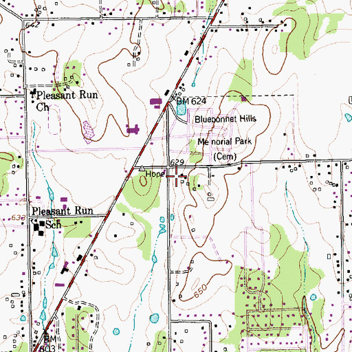 Topographic Map of Colleyville Post Office, TX