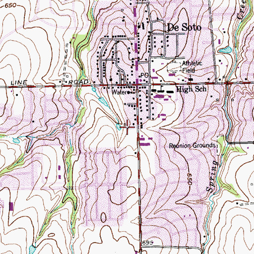 Topographic Map of DeSoto Post Office, TX