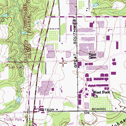 Topographic Map of Fountain Post Office, TX