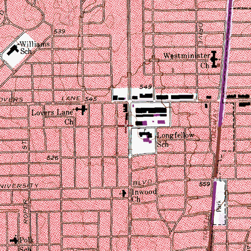 Topographic Map of Inwood Post Office, TX