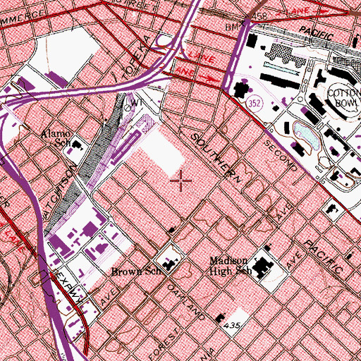Topographic Map of Juanita Craft Post Office, TX