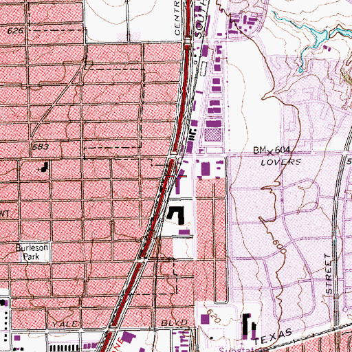 Topographic Map of Lovers Lane Post Office, TX