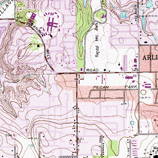 Topographic Map of Oakwood Post Office, TX