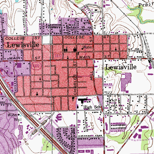 Topographic Map of Old Town Finance Post Office, TX