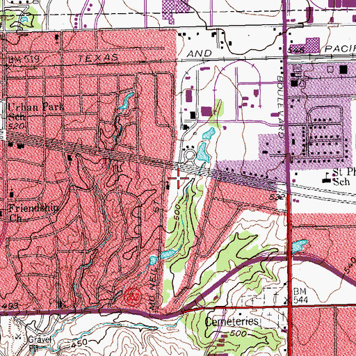 Topographic Map of Parkdale Post Office, TX