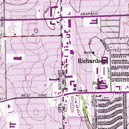 Topographic Map of Promenade Post Office, TX