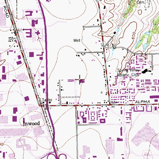 Topographic Map of Dallas Post Office Spring Valley Station, TX