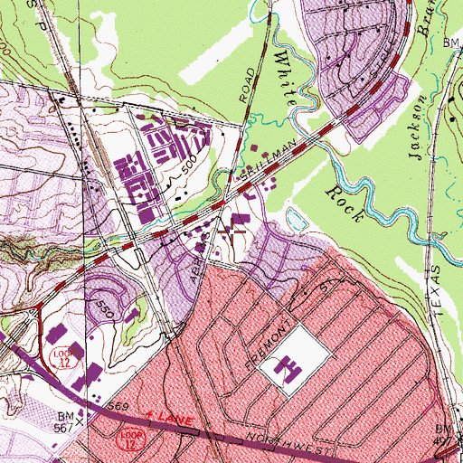 Topographic Map of Dallas Post Office Vickery Station, TX