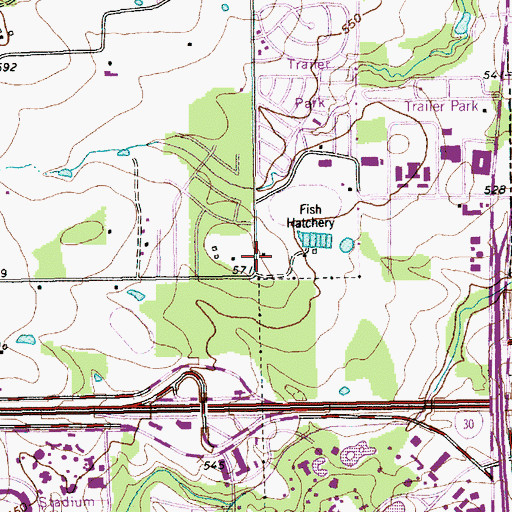 Topographic Map of Watson Community Post Office, TX
