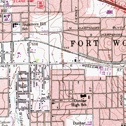 Topographic Map of Keystone Baptist Church, TX