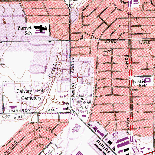 Topographic Map of Kingdom Hall of Jehovahs Witnesses of Northwest Dallas, TX