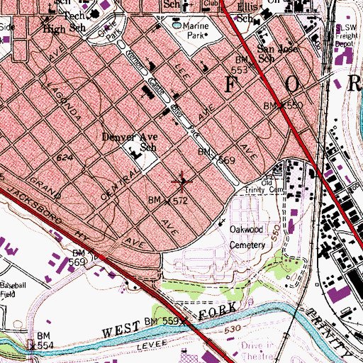 Topographic Map of La Trinidad Iglesia Methodista, TX