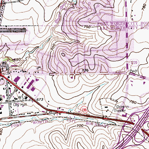 Topographic Map of Lake Worth United Methodist Church, TX
