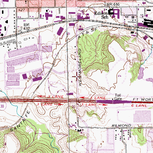 Topographic Map of Liberty Assembly of God Church, TX