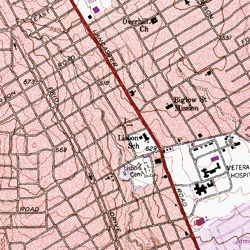 Topographic Map of Life Light Deliverance Church, TX