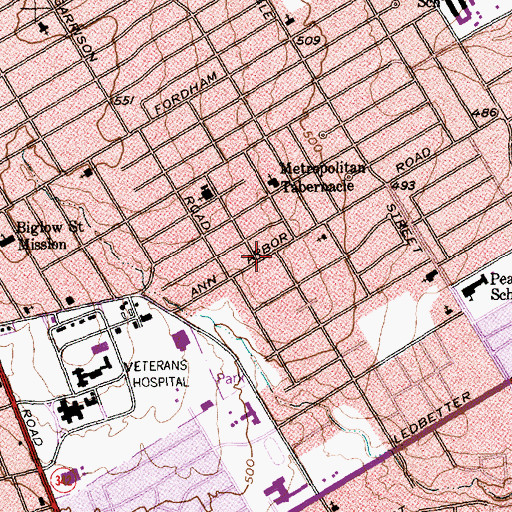 Topographic Map of Little Friendship Baptist Church, TX