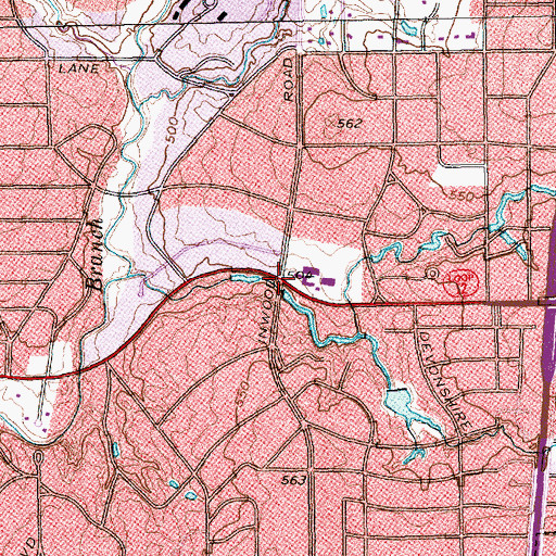 Topographic Map of Lovers Lane United Methodist Church, TX
