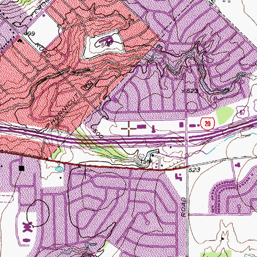 Topographic Map of Lucas Baptist Church, TX