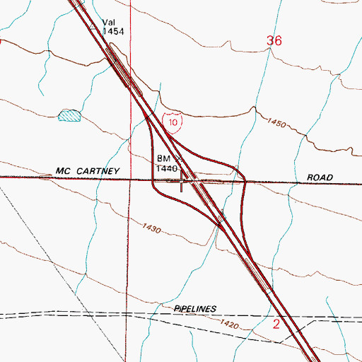 Topographic Map of Interchange One Hundred Ninety, AZ