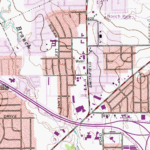 Topographic Map of Maplewood Baptist Church, TX