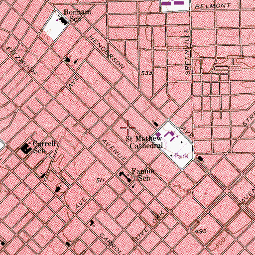 Topographic Map of Medhane Alem Orthodox Church, TX