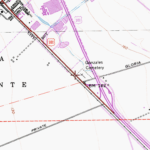 Topographic Map of Gonzales Cemetery, CA