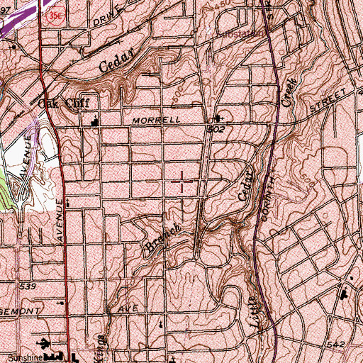 Topographic Map of Miracle Temple Mission Church, TX