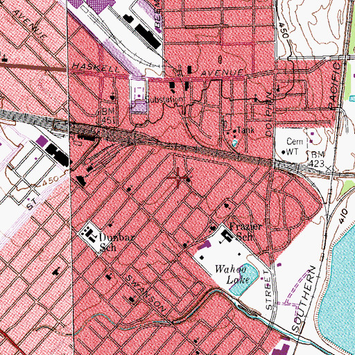Topographic Map of Mitchell Street Church of God in Christ, TX