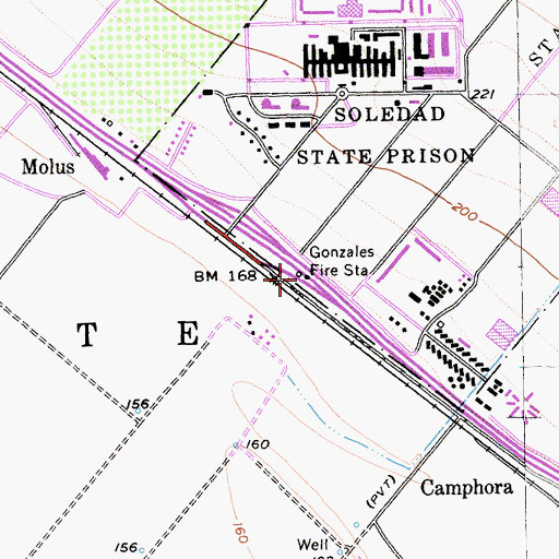 Topographic Map of Gonzales Fire Station, CA