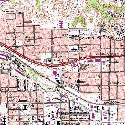 Topographic Map of Nation of Faith Church, TX