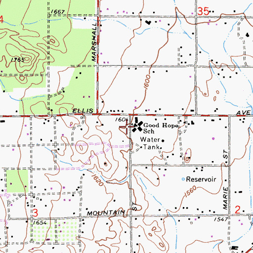 Topographic Map of Good Hope Elementary School, CA