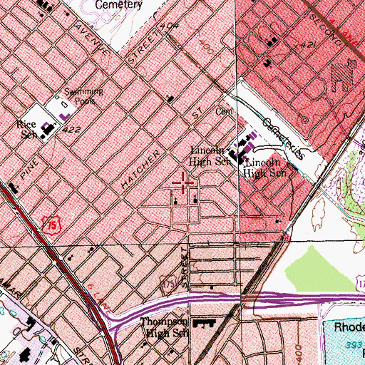 Topographic Map of New Mount Moriah Baptist Church, TX