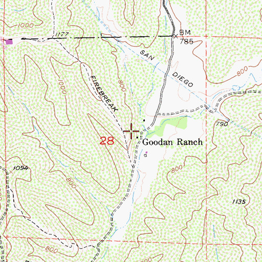 Topographic Map of Goodan Ranch, CA