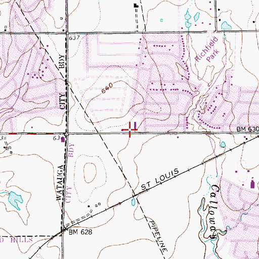 Topographic Map of North Park Baptist Church, TX