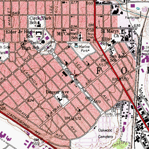 Topographic Map of Northside Lutheran Church, TX