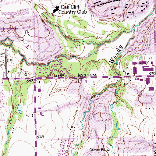 Topographic Map of Oak Cliff Bible Fellowship Church, TX