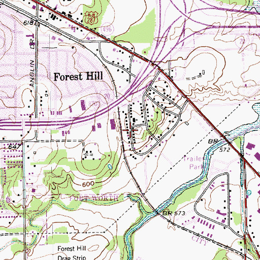 Topographic Map of Oak Crest Baptist Church, TX