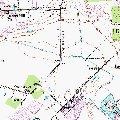 Topographic Map of Oak Grove Baptist Church, TX