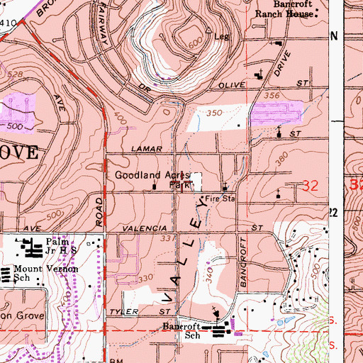 Topographic Map of Goodland Acres Park, CA