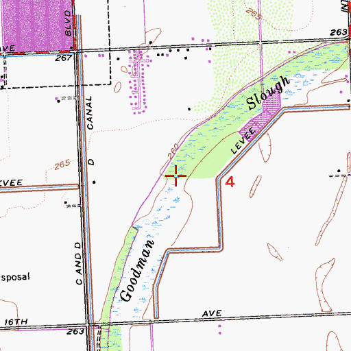 Topographic Map of Goodman Slough, CA