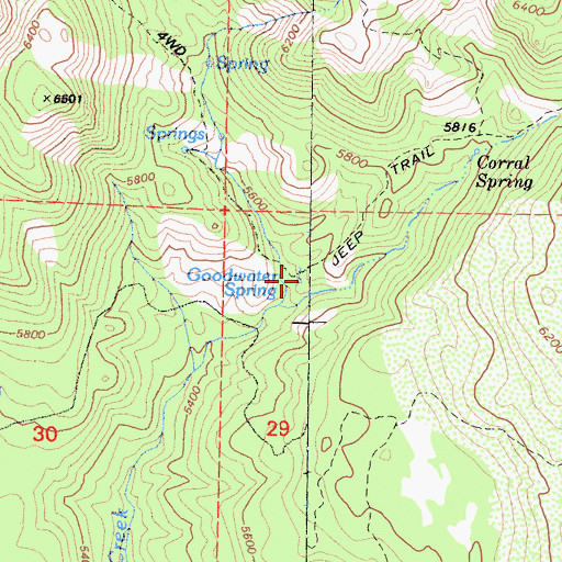 Topographic Map of Goodwater Spring, CA