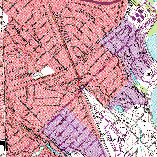 Topographic Map of Pleasant View Baptist Church, TX