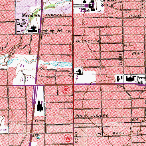Topographic Map of Preston Hollow Presbyterian Church, TX