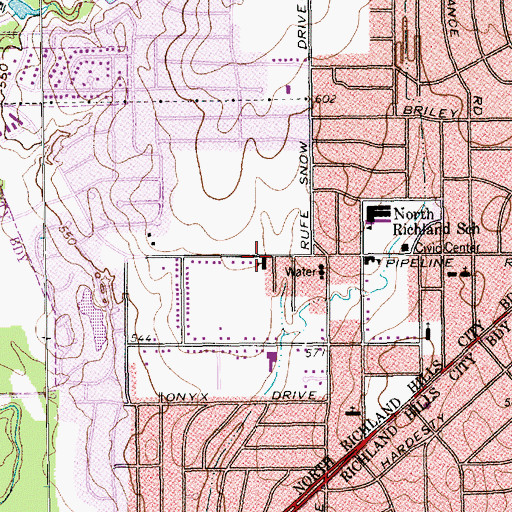 Topographic Map of Resurrection Foursquare Church, TX